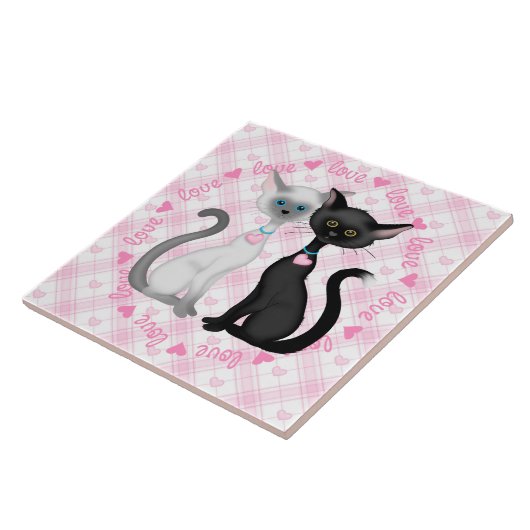 Carreau Deux chats mignons en amour (Côté)