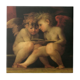 Carreau Deux Cherubs Lecture par Rosso Fiorentino, Angels