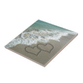 Carreau Deux Coeurs de sable sur la plage, Océan romantiqu (Côté)