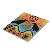 Carreau Deux corbeaux assis et réfléchissant (Côté)