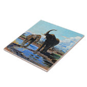 Carreau Deux éléphants d'Afrique au point d'eau (Côté)
