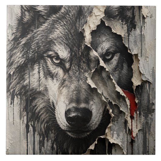 Carreau Deux Faces du Même Loup (Devant)