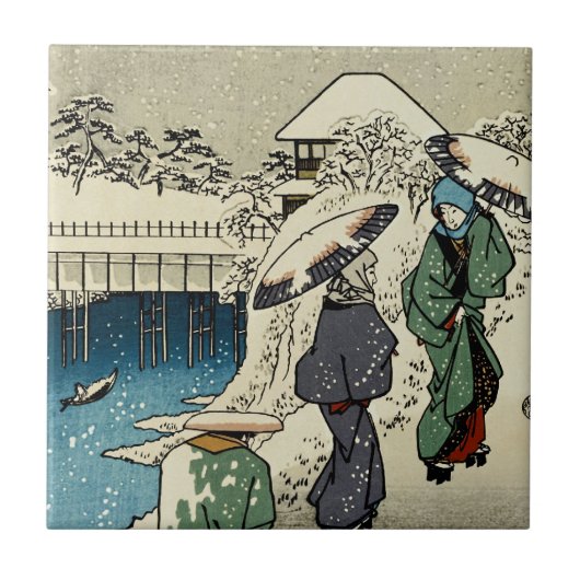 Carreau Deux femmes parlent dans la neige (Devant)