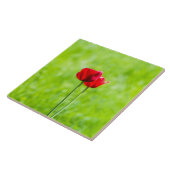 Carreau Deux fleurs de tulipes rouges (Côté)