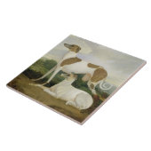 Carreau Deux lévriers dans un paysage (huile sur la toile) (Côté)