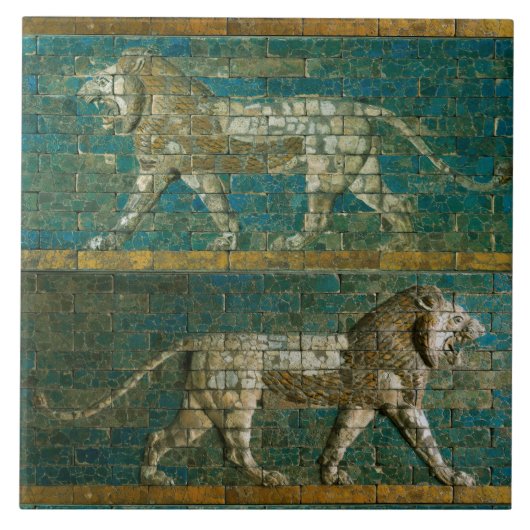 Carreau DEUX LIONS BABYLONIENS Art antique assyrien (Devant)