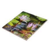 Carreau Deux lotus d'eau violets (Côté)