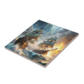 Carreau Deux navires en mer (Côté)