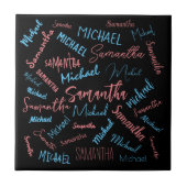 Carreau Deux noms couples motif monogramme bleu rose clair (Devant)