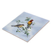 Carreau Deux oiseaux sur la branche d'arbre à fleurs (Côté)