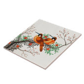 Carreau Deux oiseaux sur une branche de floraison (Côté)