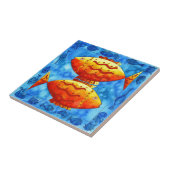 Carreau Deux poissons rouges Aquarelle Vie sous-marine (Côté)