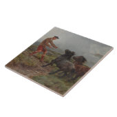 Carreau Deux Ponts Shetland dans un paysage de Highlands (Côté)