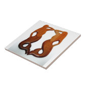 Carreau deux sirènes en bois sculpté (Côté)