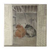 Carreau Deux vaches dans une stabilité (par Eric Ravilious (Devant)