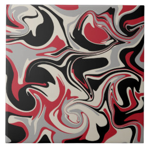 Carreau Déversement - Rouge, gris, noir et blanc os