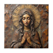 Carreau Dévotion sculptée Marie en bois (Devant)