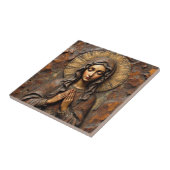 Carreau Dévotion sculptée Marie en bois (Côté)