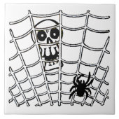 Carreau d'Halloween Araignée dans une Toile avec C (Devant)