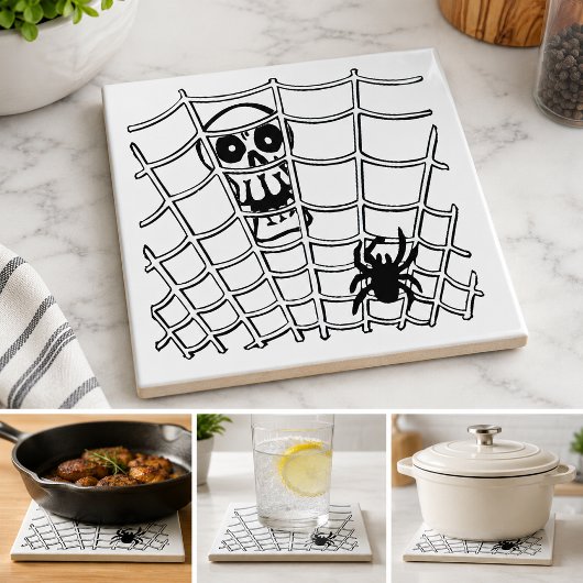 Carreau d'Halloween Araignée dans une Toile avec C