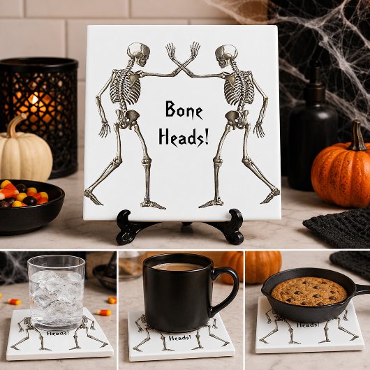 Carreau d'Halloween squelette Têtes osseuses