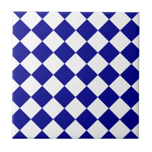 Carreau Diag Checkered - blanc et bleu-foncé