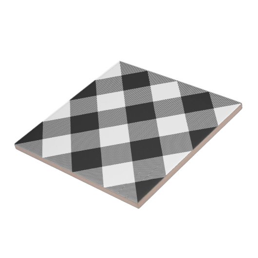 Carreau Diagonal Motif Plaid Tartan Blanc Plaid Buffalo (Côté)