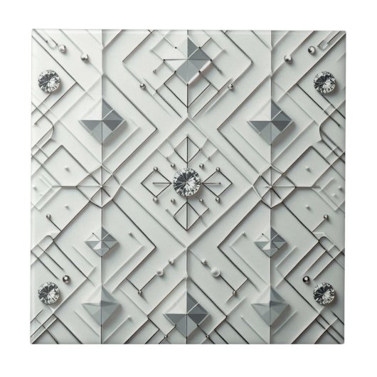 Carreau Diamant Blanc Mid Century Modern (Devant)