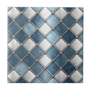 Carreau Diamant Bleu Métallique - Géométrique Industriel