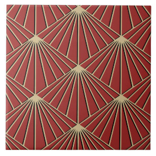 Carreau Diamant Motif Dusty Red Art Déco