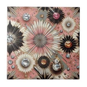 Carreau Diamant Rose Moderne du Milieu du XXe Siècle