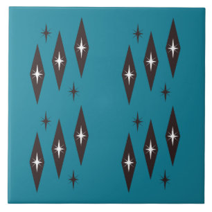 Carreau Diamants Atomiques Années 1950 Motif Sarcelle