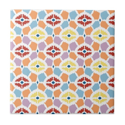 Carreau Diamants colorés ikat géométrique (Devant)