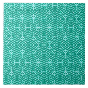 Carreau Diamants Damas médiévaux, turquoise et aqua
