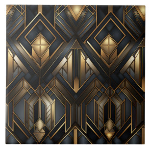 Carreau Diamants encadrés Art Déco noir et or
