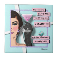 Diamants et tuile de dessous de verre de martini