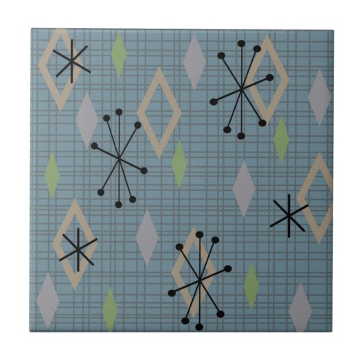 Carreau Diamants modernes du milieu du siècle Ardoise gris (Devant)