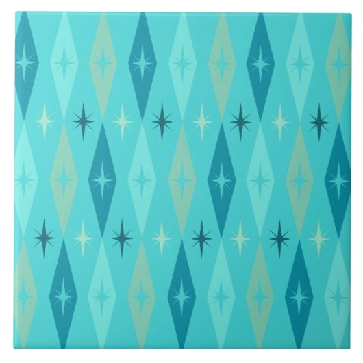 Carreau Diamonds Stars Turquoise de 1950 atomique (Devant)