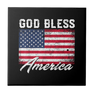 Carreau Dieu bénisse l'Amérique USA Drapeau 4 juillet patr
