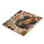 Carreau Dinde rétro boho patchwork d'automne (Côté)