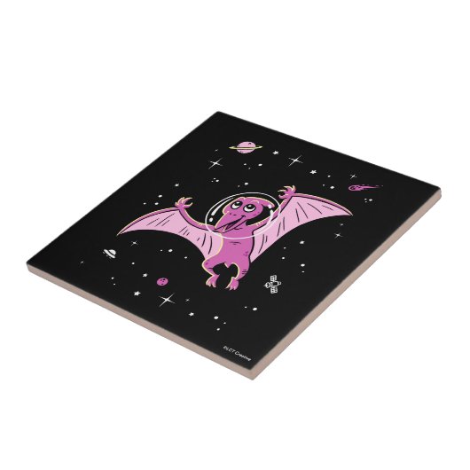 Carreau Dinos De Ptérodactyle Violet Dans L'Espace (Côté)