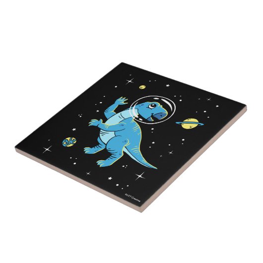 Carreau Dinos Rhabdodon Bleu Dans L'Espace (Côté)