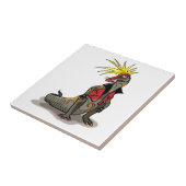 Carreau Dinosaure Hadrosaurus Habillé Comme Un Punk. (Côté)