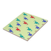 Carreau Dinosaures colorés motif sur vert (Côté)