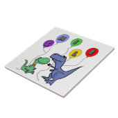 Carreau Dinosaures de T-rex avec des ballons souriants (Côté)