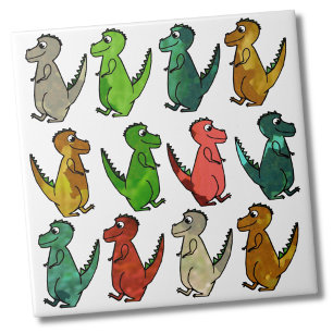 Carreau Dinosaures mignons colorés