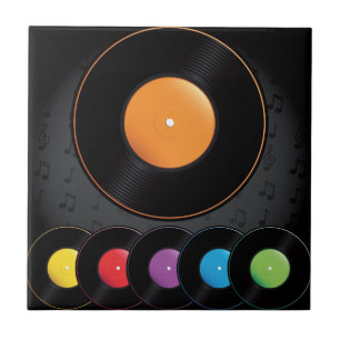Carreau Disques de Tourne-disque dans des couleurs vives