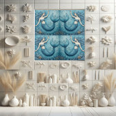 Carreau Dive Dream Rise Ocean Mermaid Aqua blue Coral Reef