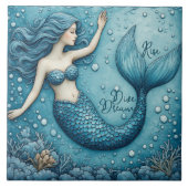 Carreau Dive Dream Rise Ocean Mermaid Aqua blue Coral Reef (Devant)