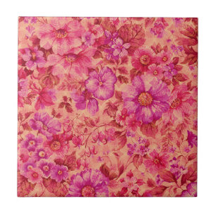Carreau Diverses fleurs en fleurs en rose et violet chaud